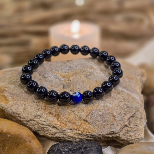 Ultimate Protection Bracelet, Black Obsidian, Evil Eye
