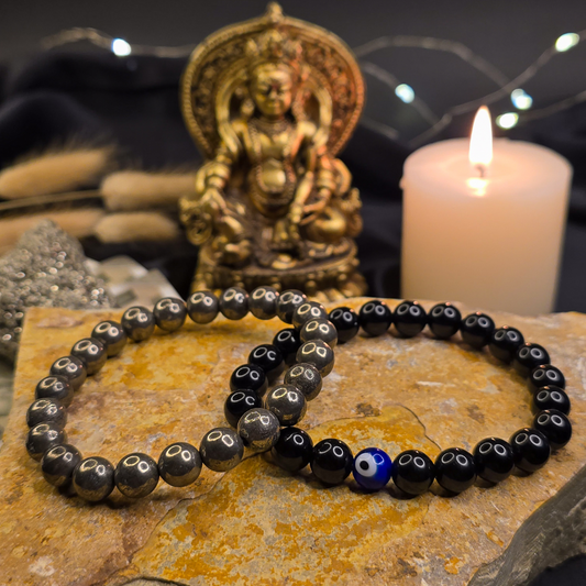 Richie Rich Combo, Black Obsidian, Raw Pyrite